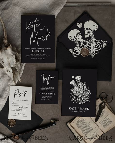 Elegant and Eerie: Summoning the Dark Romance with Gothic Wedding Invitations Kit