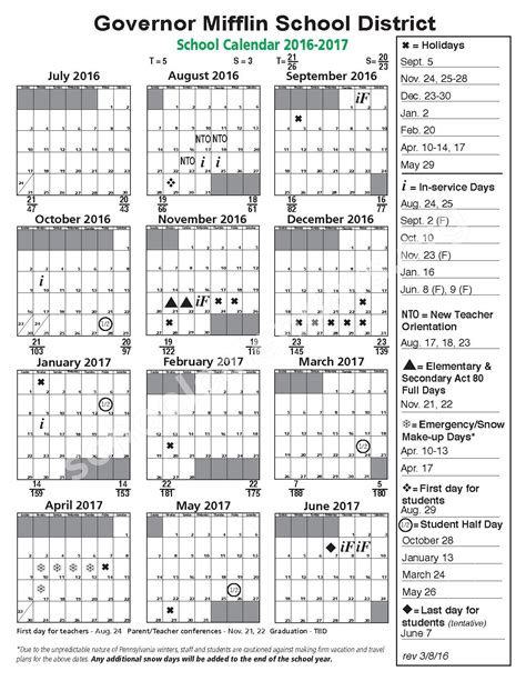 Governor Mifflin Calendar