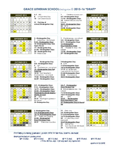 Grace Academy Calendar