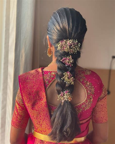 Graceful Braid Hair Style For Saree