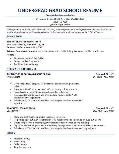 Unleashing the Power of Your Education: Showcase Your Best Self with These Exceptional Grad School Resume Examples