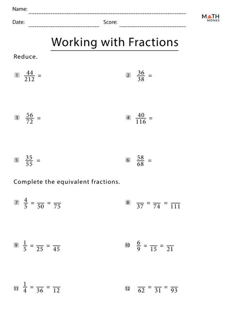 9 Best Images of 7th Grade Fraction Worksheets