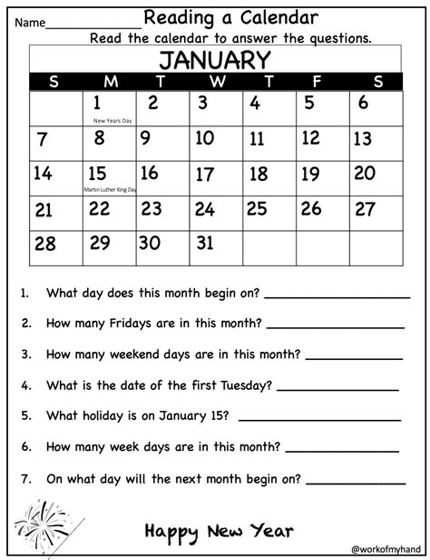 Grade 2 Calendar Worksheets