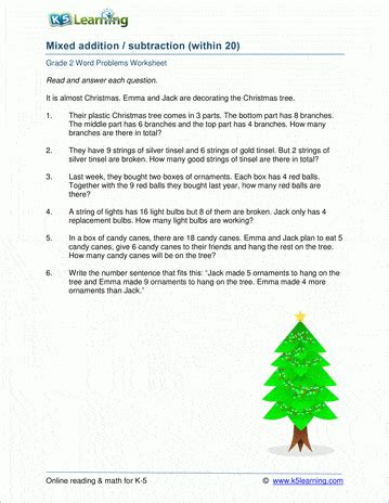 Grade 2 Math Word Problems Worksheet K5 Learning