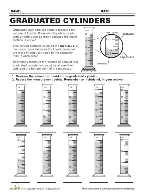Graduated Cylinder Worksheet Answers