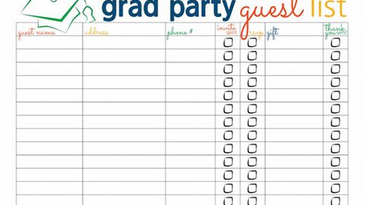 Graduation Party Guest List Template