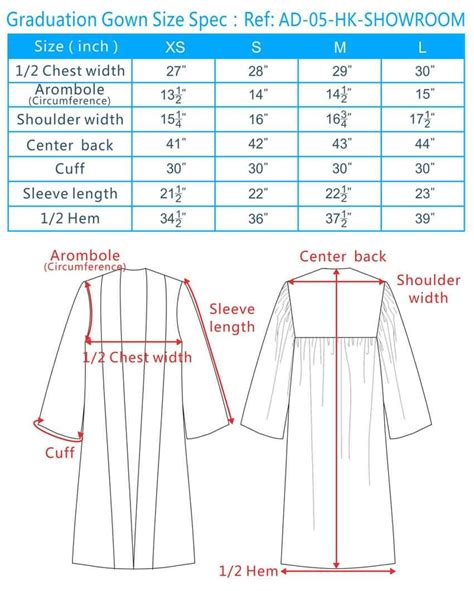 Graduation Gown Size Chart Herff Jones