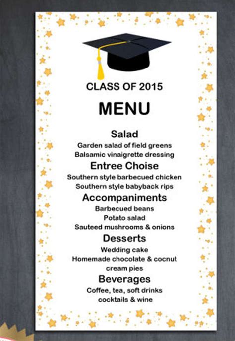 Graduation Menu Template Free