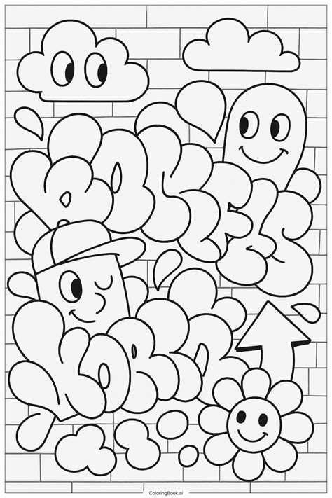 Graffiti Coloring Book Pages