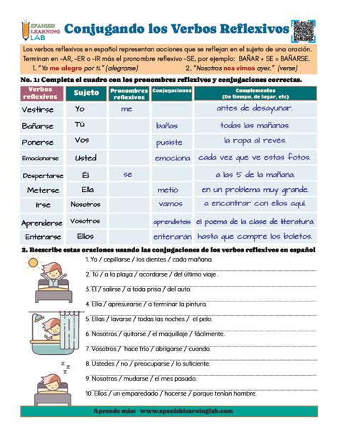Gramatica Verbos Reflexivos Worksheet Answers