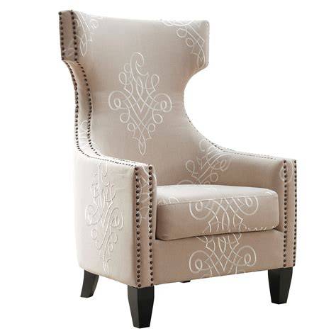 Gramercy Embroidered Linen Wing Chair