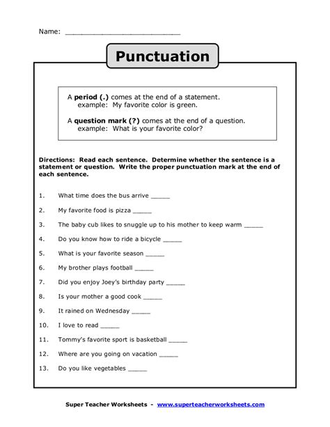 Grammar And Punctuation Practice Worksheets