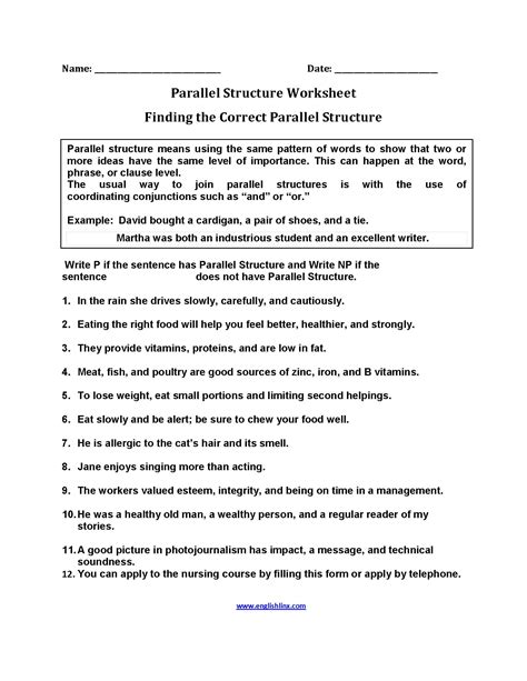 Grammar Practice Parallel Structure Worksheet Answers — db-excel.com