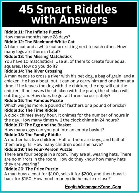 Grammar Riddles With Answers