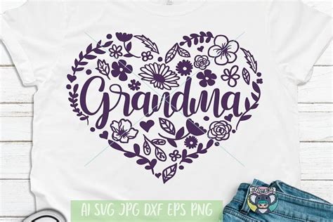 Download Grandma Floral Heart SVG File - SVG Design Commercial Use Free PSD Mockups