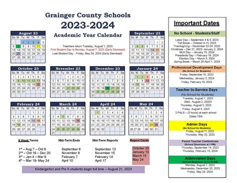 Granger High Calendar