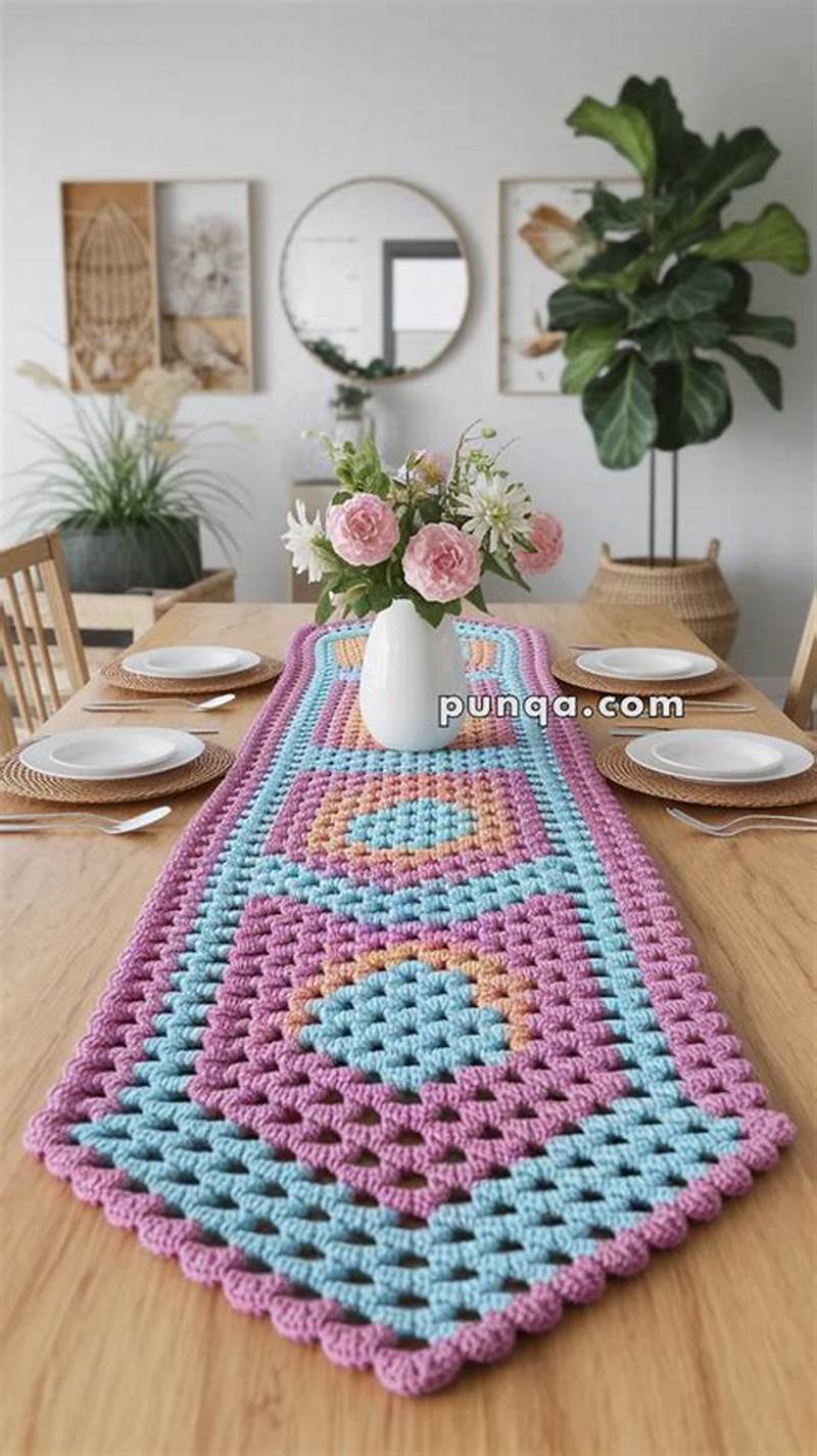 Granny Square Table Runner Crochet Pattern