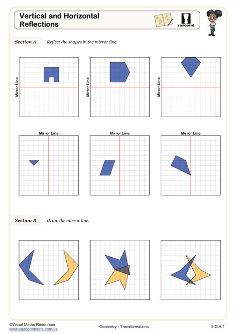 Graph transformations worksheet (reflections) | Teaching Resources