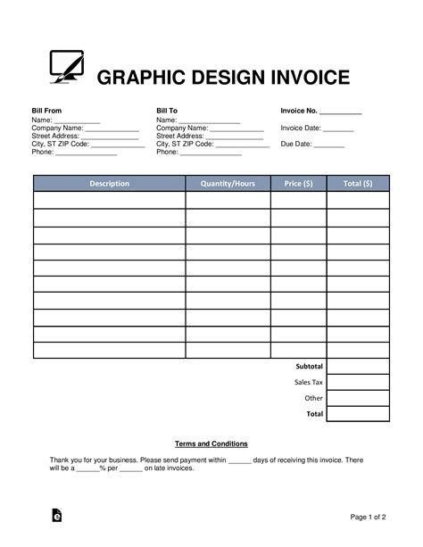Graphic Design Invoice Template Word