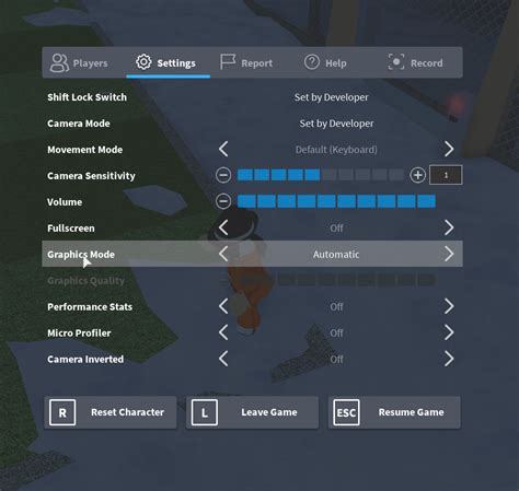 Graphics Settings for Roblox