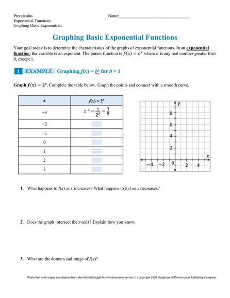 Graphing Exponential Functions Worksheet Answers — db-excel.com