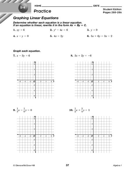 Graphing Linear Equations Worksheet for 9th Grade | Lesson Planet