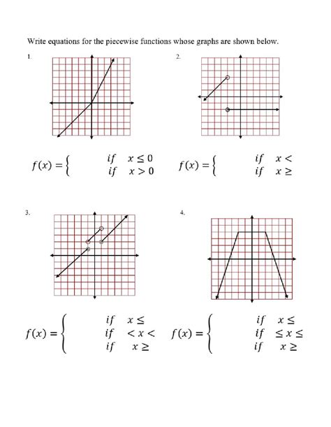 Graphing Piecewise Functions Worksheet