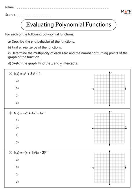 Graphing Polynomials Functions Worksheet