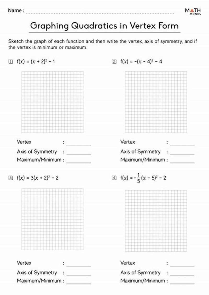 Graphing Quadratics Using Vertex Form Worksheet Answers