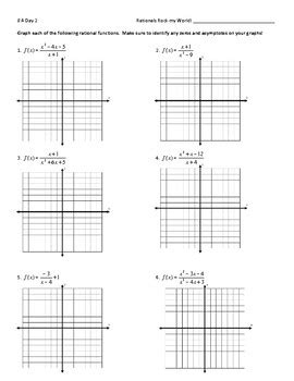 Graphing Rational Functions Worksheet (including Point Discontinuity) + Key
