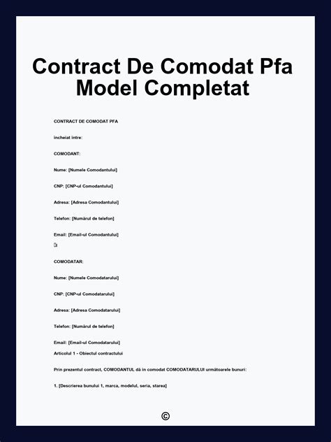 Gratis Contract Comodat PFA