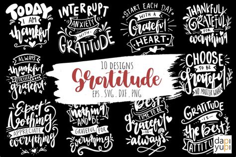 Download Gratitude Lettering Quotes Bundle Commercial Use DXF Files