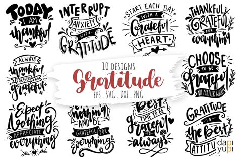 Download Gratitude Lettering Quotes Bundle Files DXF Files