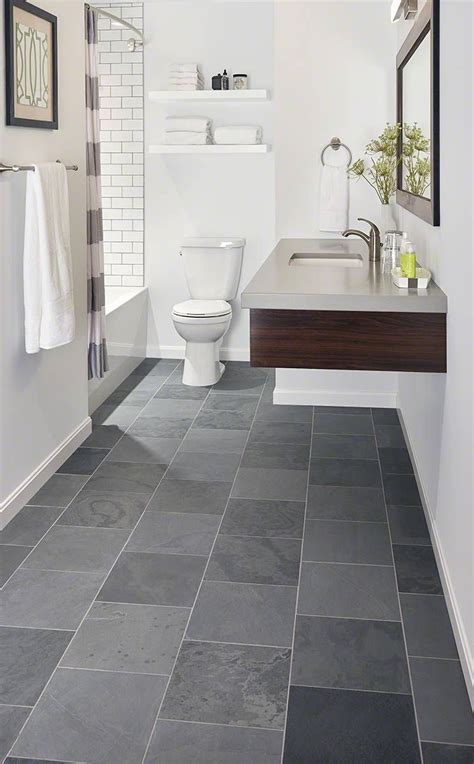 Gray Slate Tile Bathroom
