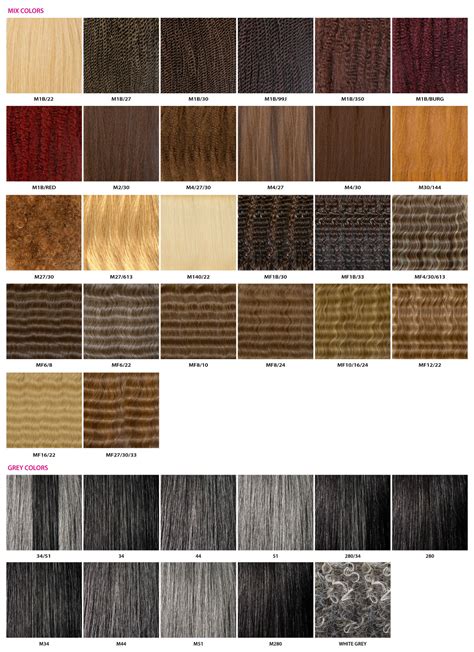 Gray Synthetic Hair Colors Chart