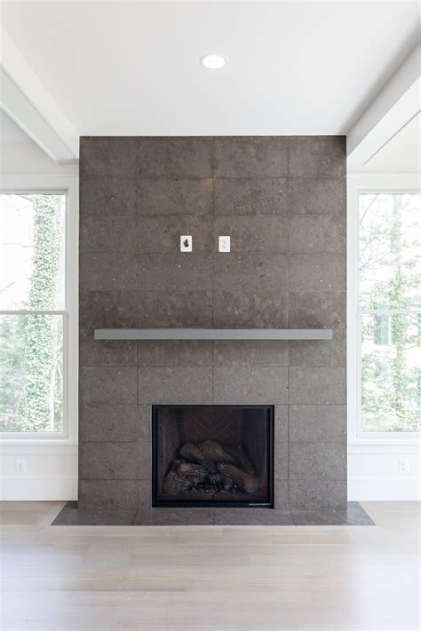 Gray Tile Fireplace