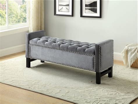 Gray Velvet Bench