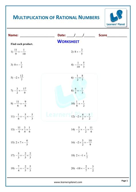 Great Rational Number Multiplication Worksheet Multiplying Rational