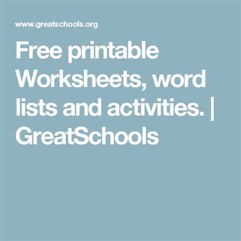 Greatschools Printable Worksheets