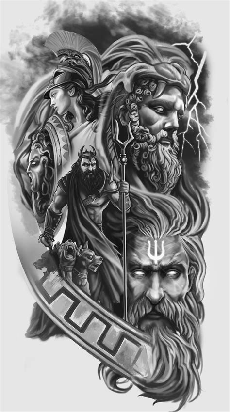 Greek God Tattoo Stencil