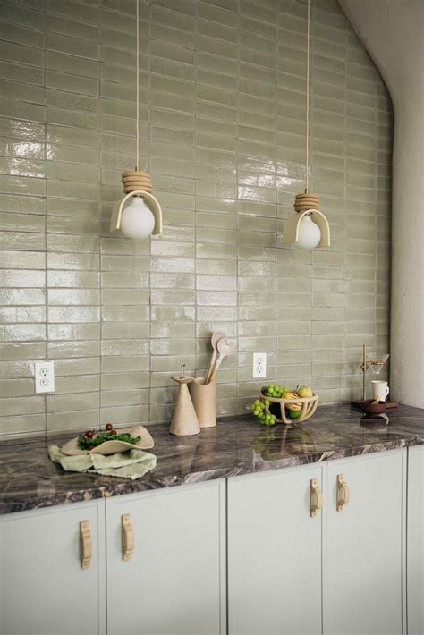 Green Backsplash Tiles Kitchen