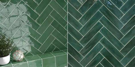 Green Herringbone Tile