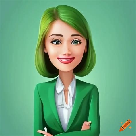 Green Lady Cartoon Character