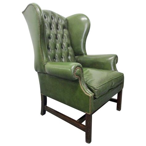Green Leather Wingback Chair