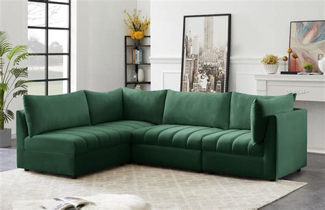Green Sectional Sofa in a Living Room