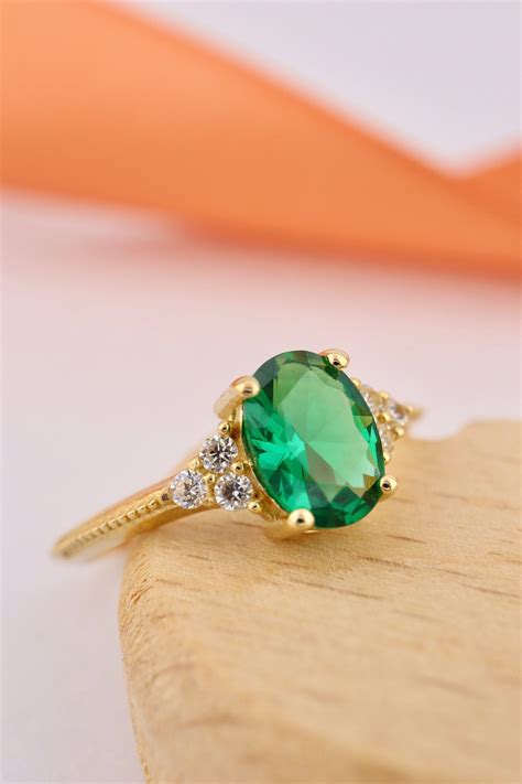 Green Stone Gold Ring
