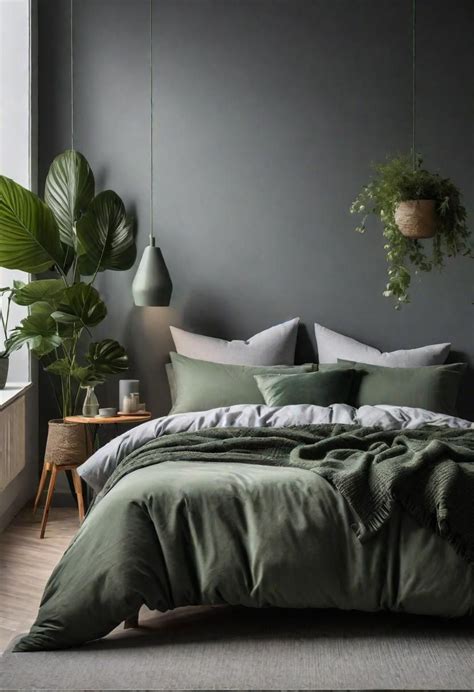 Green and grey bedroom with balcony
