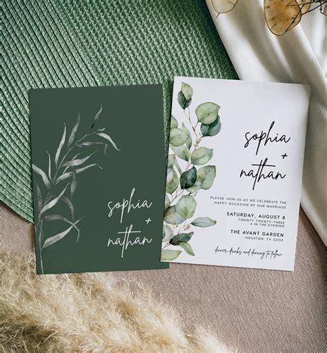 Enchanting Celebration of Love: Unveiling the Blissful Greenery Wedding Invitation Set