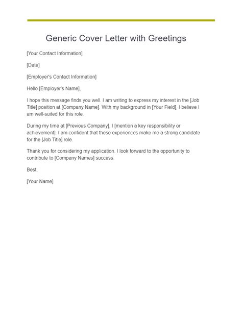 Greetings For Cover Letter