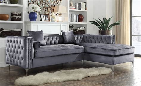 Grey Tufted Sectional Sofa